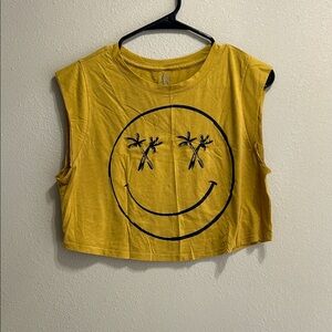 Yellow Smiley Face Crop Top